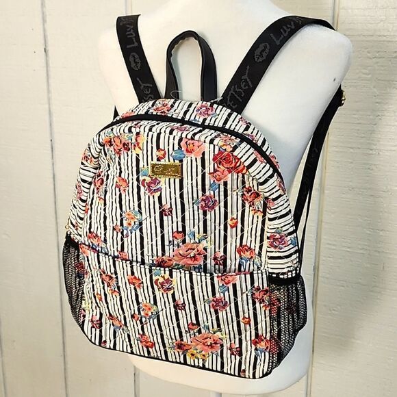 BETSY JOHNSON Quilted Floral Mini Backpack + Pink Transparent Zippered C… - Picture 1 of 16